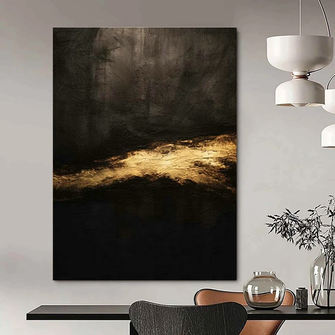 Black - Gold Abstract Art for Bedroom & Dining Room DLZ0351