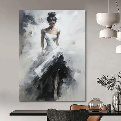 Woman in White and Black Dress Art for Romantic Home Bedroom & Fashion - Forward Boutique DLZ1547