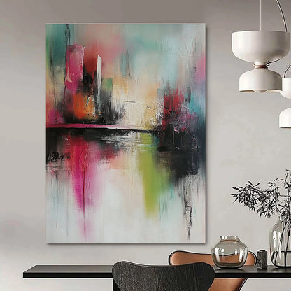 Colorful Abstract Cityscape for Vibrant Art Café & Bohemian Living Room STSC432