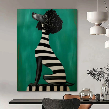 Striped Poodle Art for Playful Kids’ Room & Eclectic Pet Shop DLZ0705