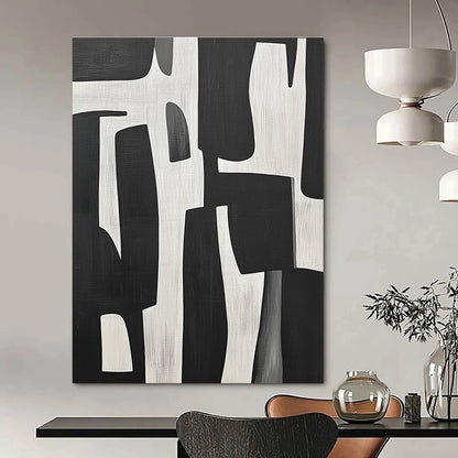 Black and White Geometric Abstract for Minimalist Office & Modern Entryway STSC328