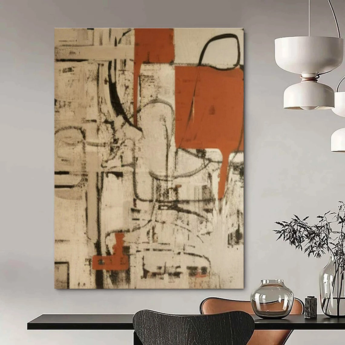 Rustic Red - Brown Abstract Art for Farmhouse Living Room & Art - Centric Café DLZ1720