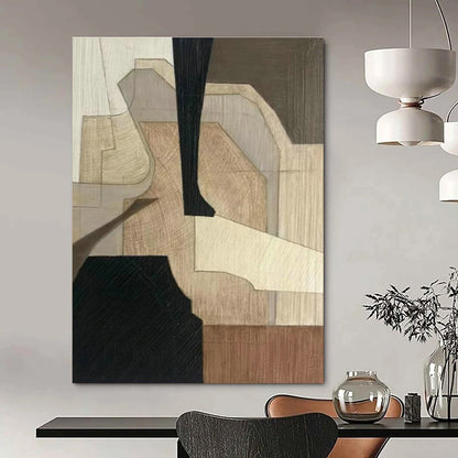 Wood - Toned Geometric Abstract Art for Rustic Restaurant & Home Study DLZ1078
