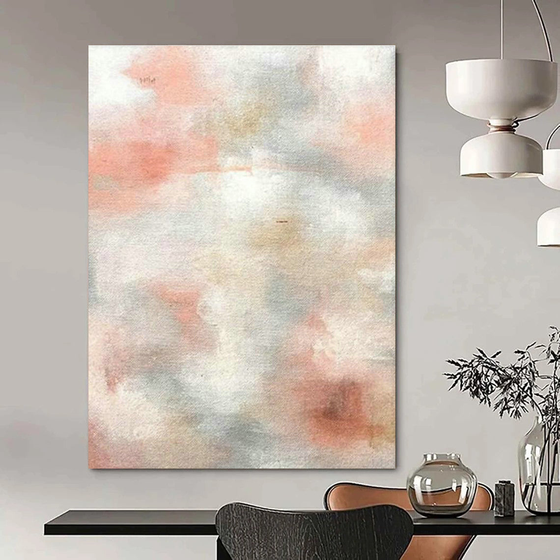 Pink - Gray Abstract Art for Feminine - Themed Beauty Salon Waiting Areas DLZ0004