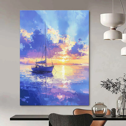 Sailboat at Sunset for Nautical - Themed Library & Luxury Beach House STSC899
