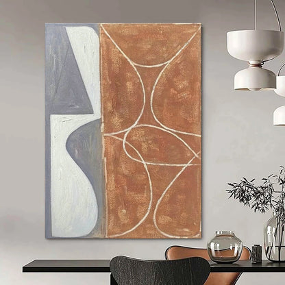 Brown - Gray Line Abstract Art for Mid - Century Home & Design Studio DLZ1145