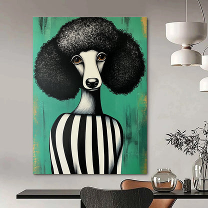 Afro - Poodle in Striped Top for Quirky Pet - Lovers’ Boutique & Eclectic Living Room STSC912
