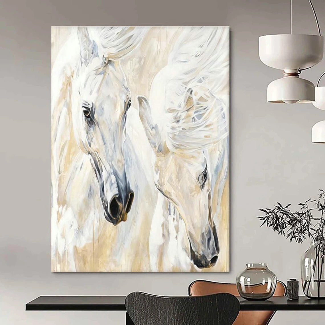White Horses Grace Art for Equestrian Club & Luxury Home DLZ2341