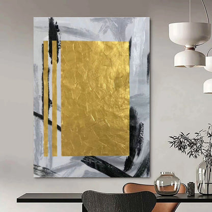 Gold Foil Grey - Black Abstract Art for Living Room & Office DLZ0467