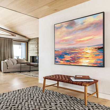 Colorful Sea View Oil Painting for Tropical - Themed Dining Rooms DLZ2496