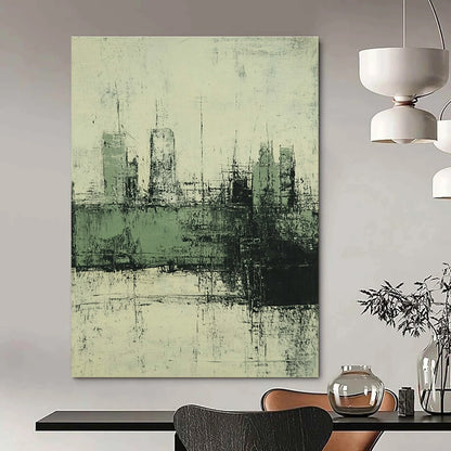 Grey and Green Cityscape for Industrial - Chic Loft & Thought - Provoking Art Studio STSC339