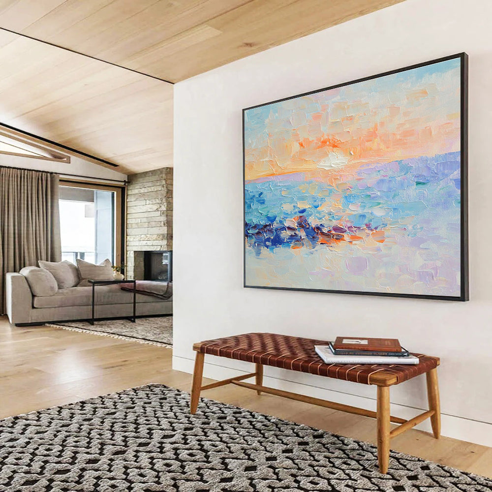 Vibrant Sunset Beach Art for Tropical Resort Lobby & Lively Family Room SC107