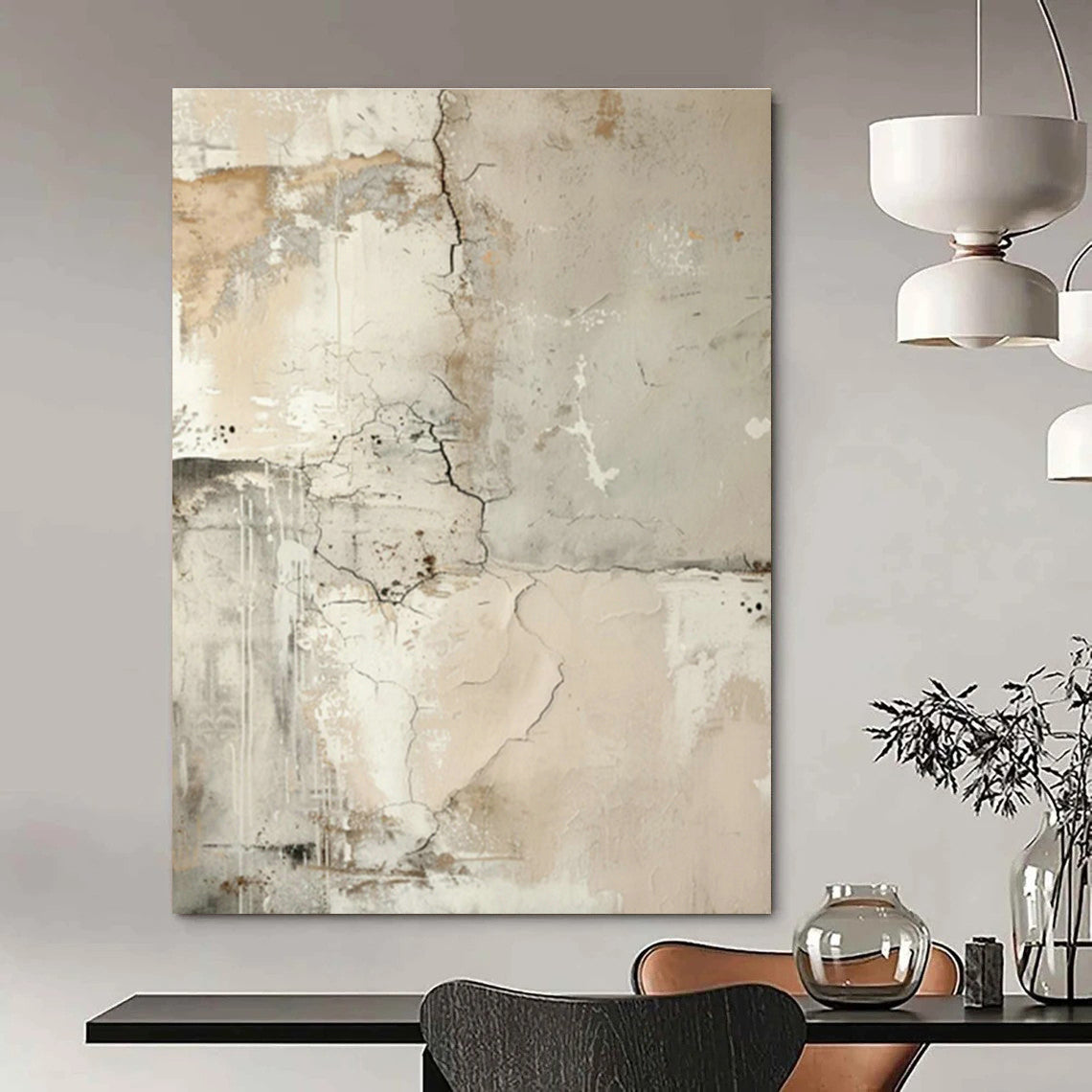 Gray - White - Brown Abstract Art for Industrial Home & Art Gallery DLZ1258