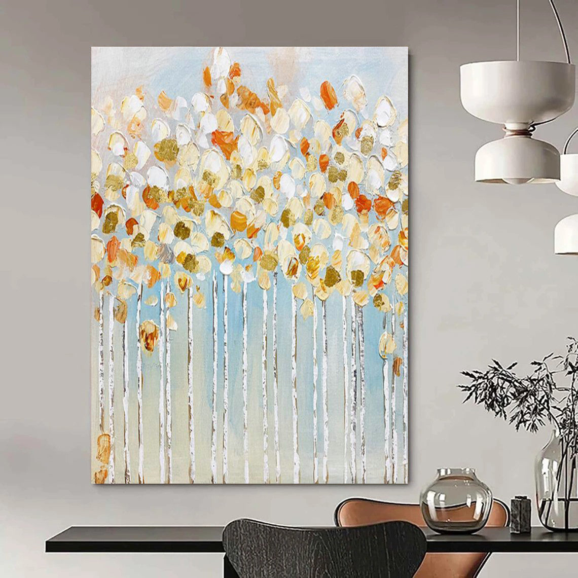 Golden Floral Tree Art for Bohemian Bedroom & Luxury Spa DLZ2161