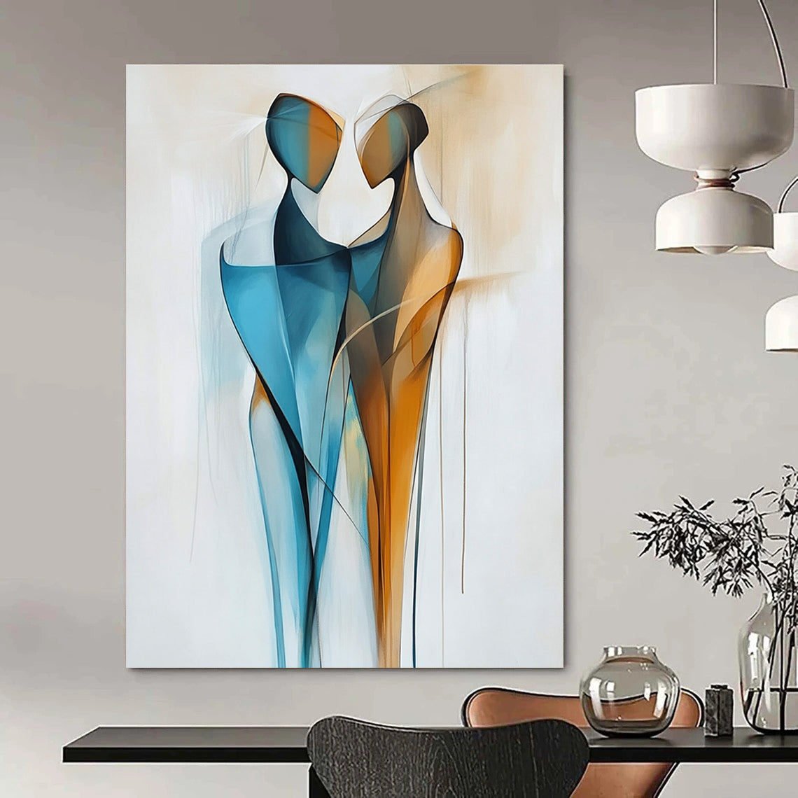 Abstract Couple Silhouette Art for Anniversary Gift & Bedroom STSC712