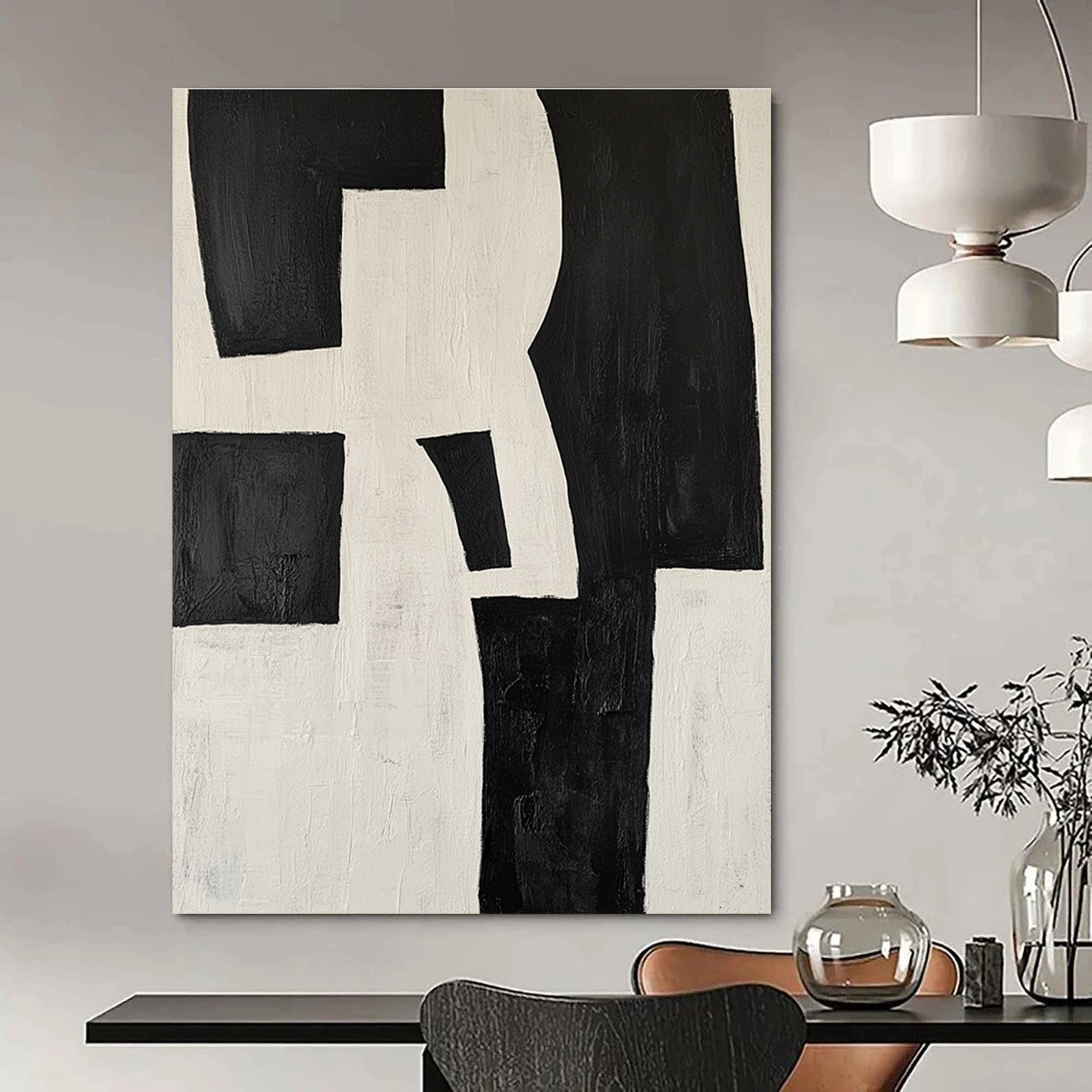Black and White Geometric Abstract for Minimalist Studio & Modern Office STSC389