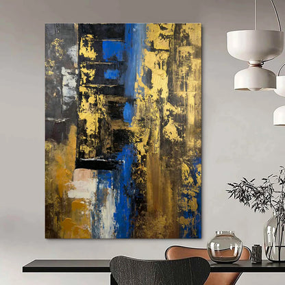 Gold and Blue Abstract Art for Luxury Penthouse & Upscale Lounge DLZ0739