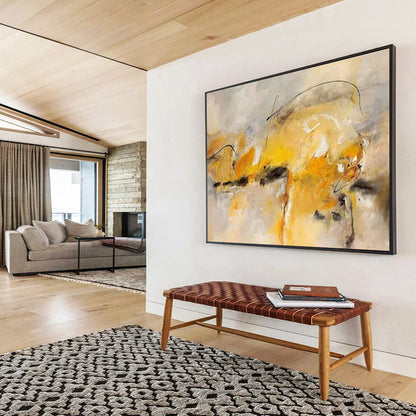 Yellow - Grey Line Abstract Art for Artistic Studio Space DLZ2815