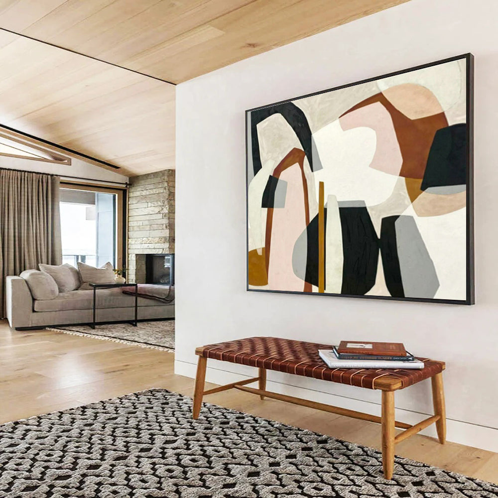 Pink - Brown Geometric Abstract for Bohemian Bedroom DLZ2965