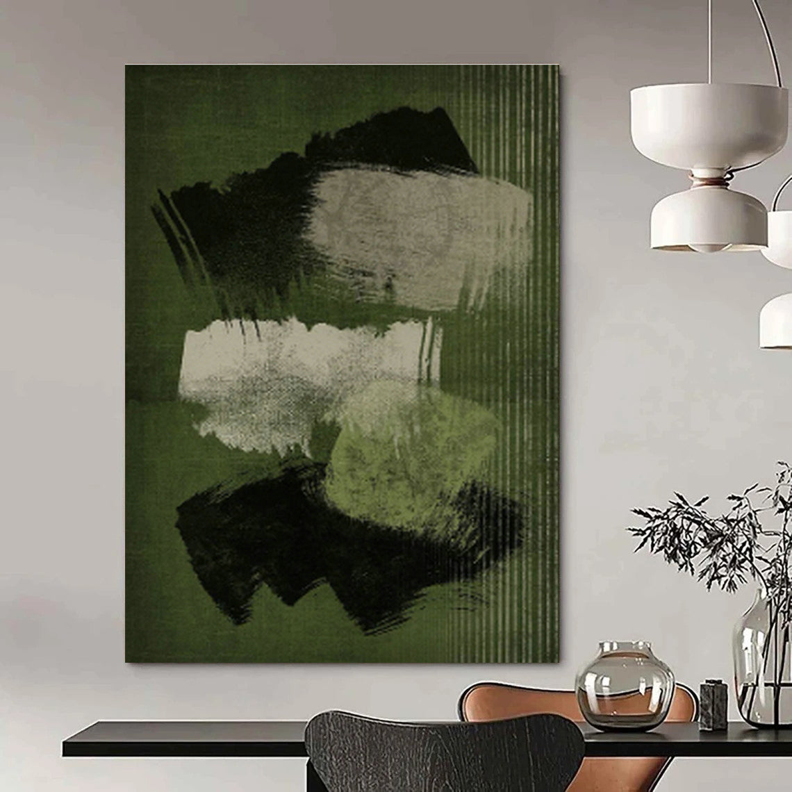 Expressive Green Brushstroke Art for Industrial - Style Loft & Artistic Workplace DLZ1379