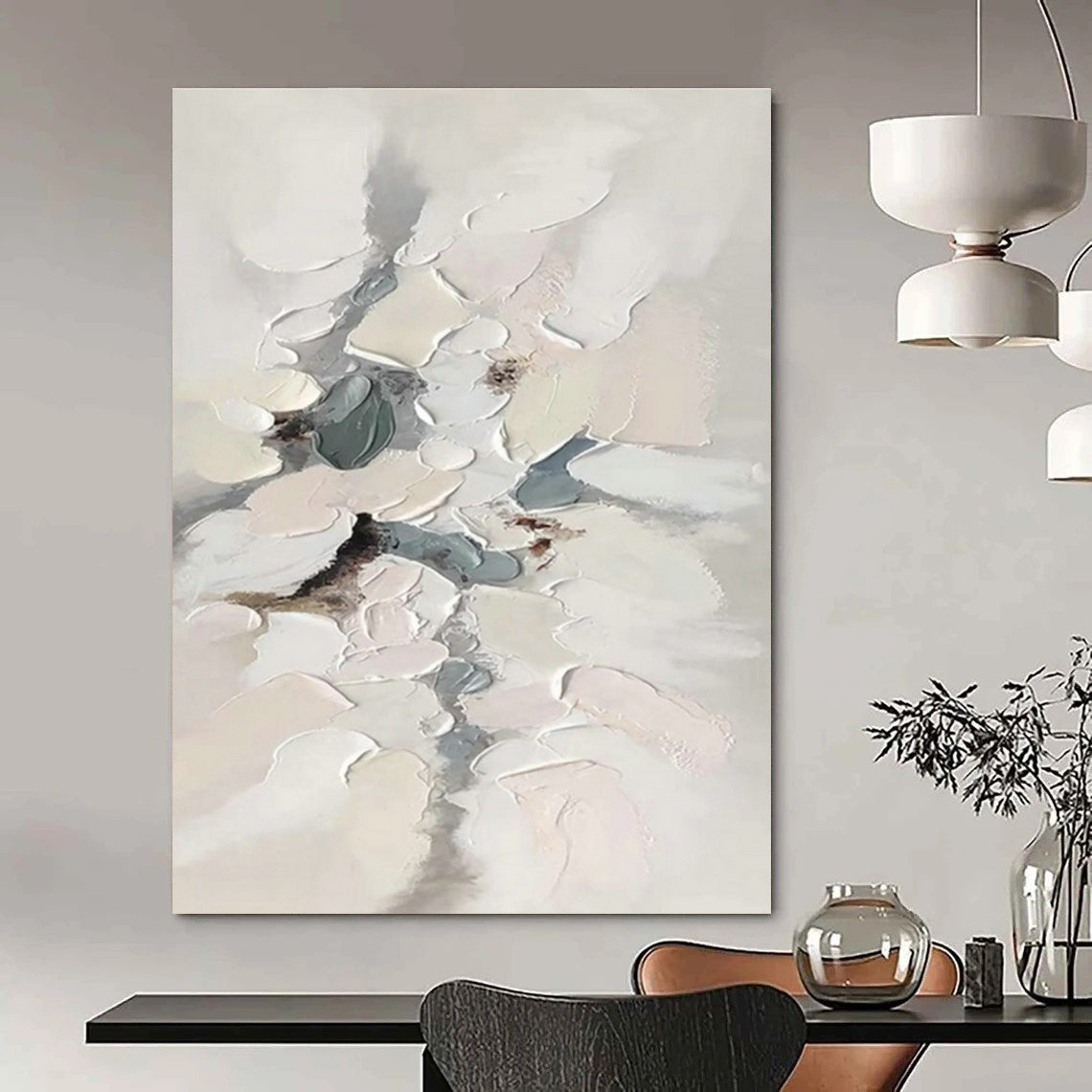 Gray - White Textured Abstract Art for Scandinavian Bedroom & Art Gallery DLZ1181