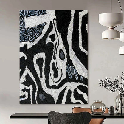 Black - White Textured Art for Industrial Café Restroom Walls DLZ0052