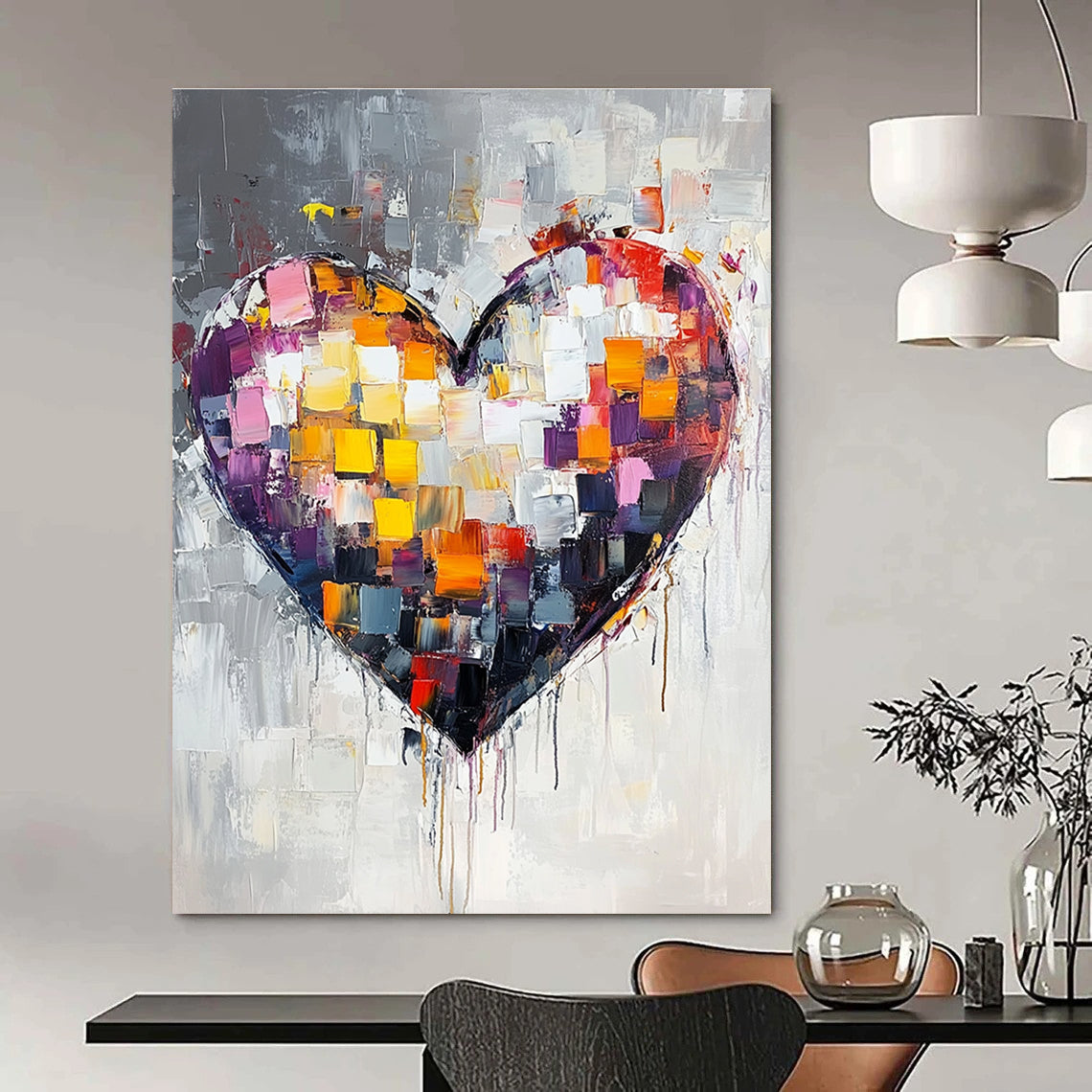 Vibrant Colorful Heart Art for Bedroom & Café STSC071