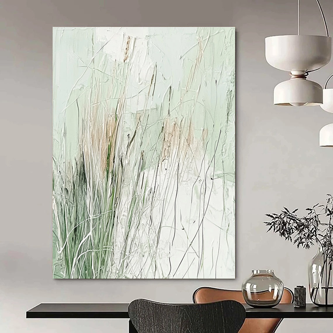 Abstract Grassland Art for Nature - Inspired Wellness Center & Tranquil Home Bedroom STSC939