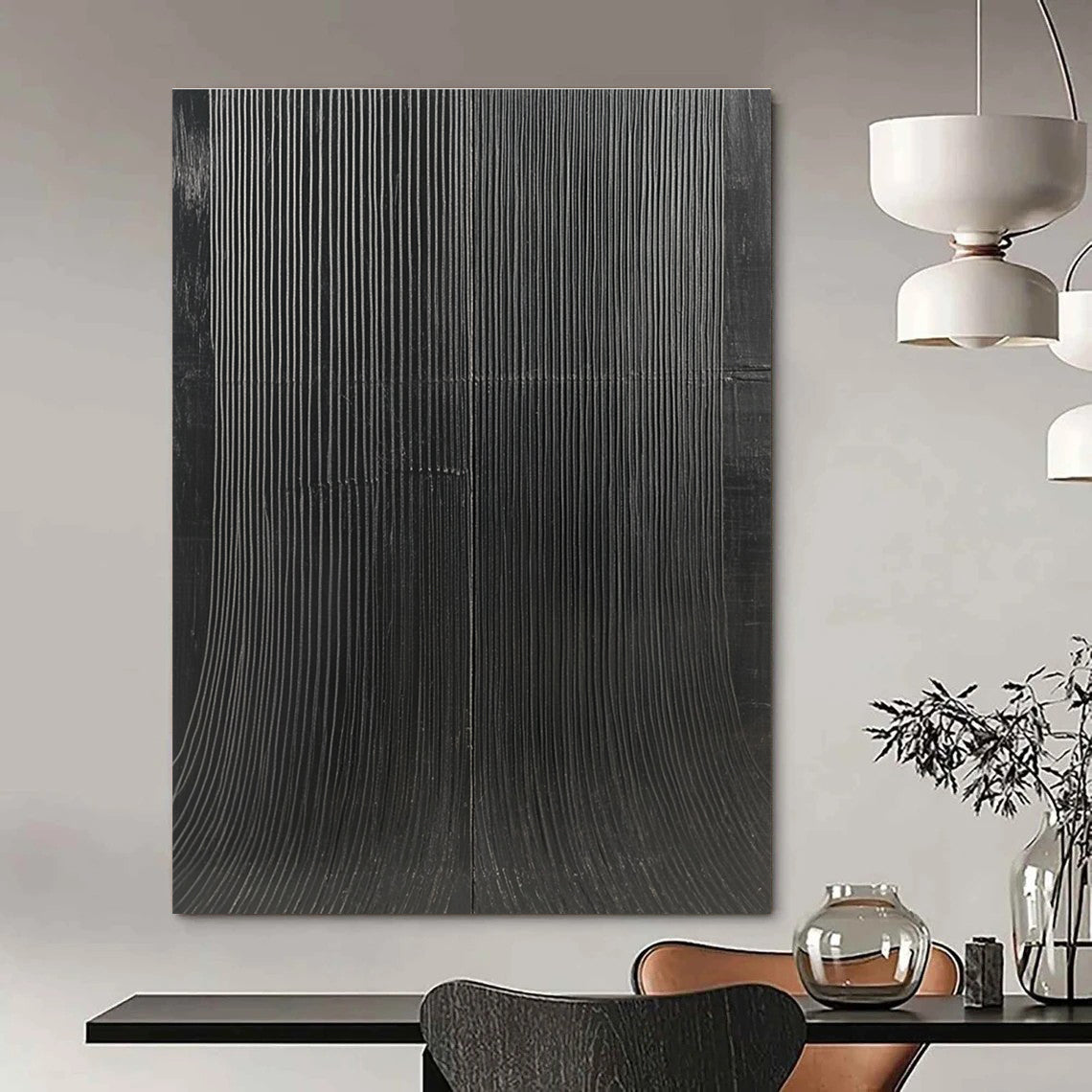 Black Ribbed Texture for Modern Office Lobby & Art Gallery STSC1280