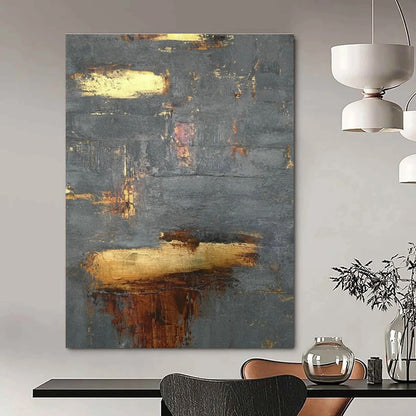 Gray - Gold Textured Abstract Art for Boutique Hotel Room & Corporate Executive Office DLZ0635