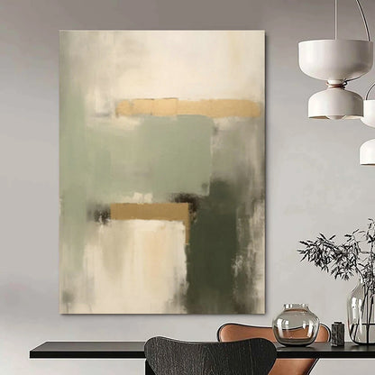 Sage - Gold Abstract Art for Bohemian Boutique Hotel & Art Deco Dining Room DLZ0845