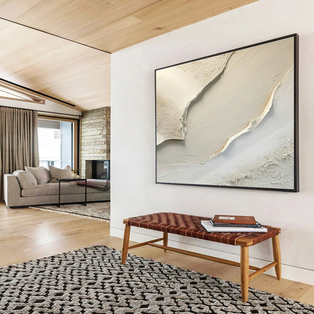 Beige Textured Abstract Art for Minimalist Bedrooms DLZ2424