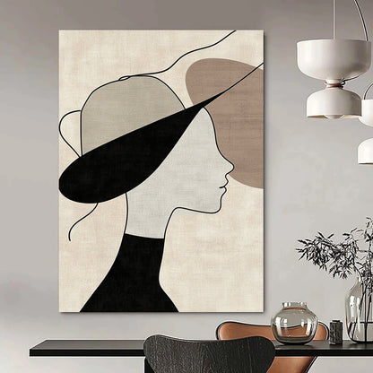 Woman with Stylish Hat Art for Mid - Century Modern Home & Art - Inspired Hair Salon STSC1335