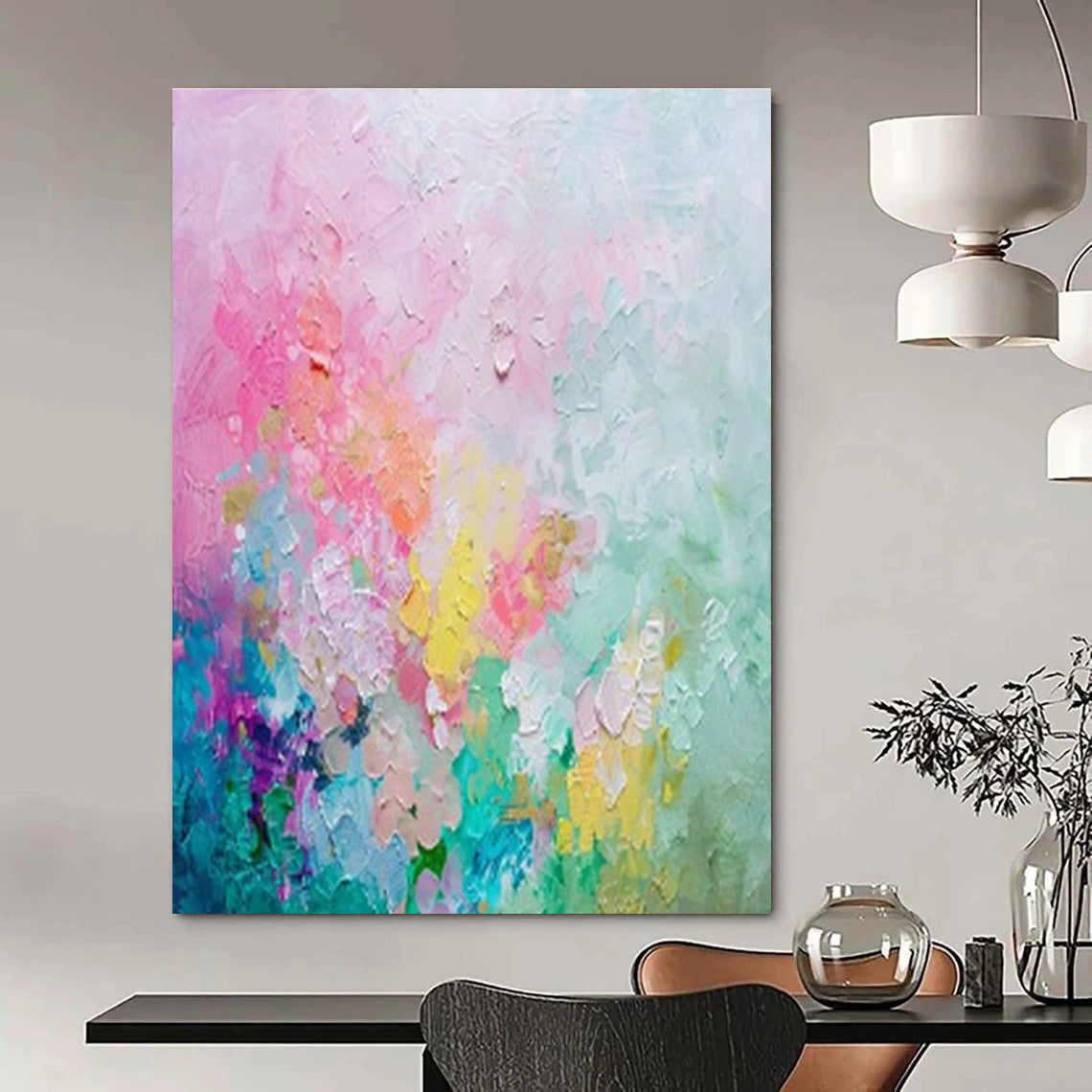 Pink - Colored Abstract Art for Feminine Boutique Hotel & Art - Inspired Tea Room DLZ1923