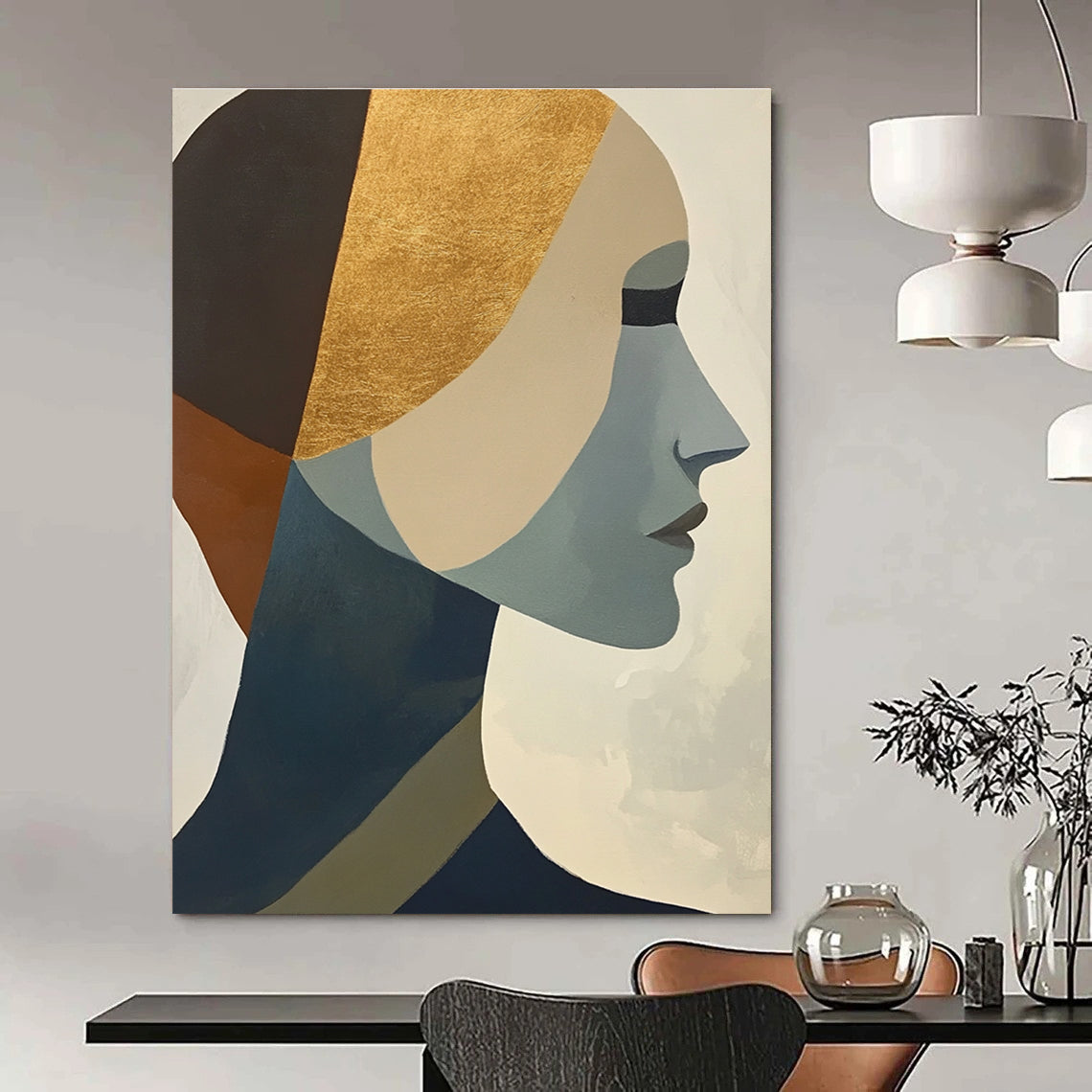 Gold - Accented Portrait Art for Bedroom & Salon STSC692
