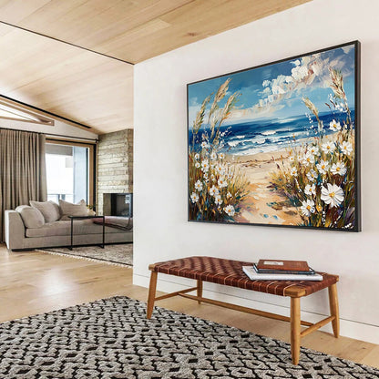 Coastal Path with Daisies Art for Beach House Living Room & Seaside Café SC420