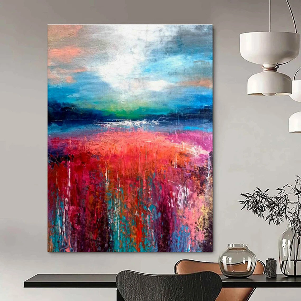 Colorful Landscape Oil Painting for Countryside Villa Living Rooms DLZ0011
