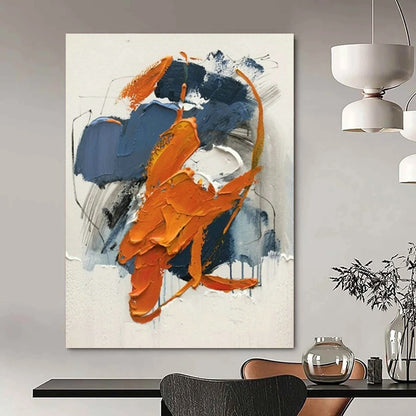 Orange - Blue Blending Abstract Art for Bohemian Bedroom & Art - Themed Restaurant DLZ1454