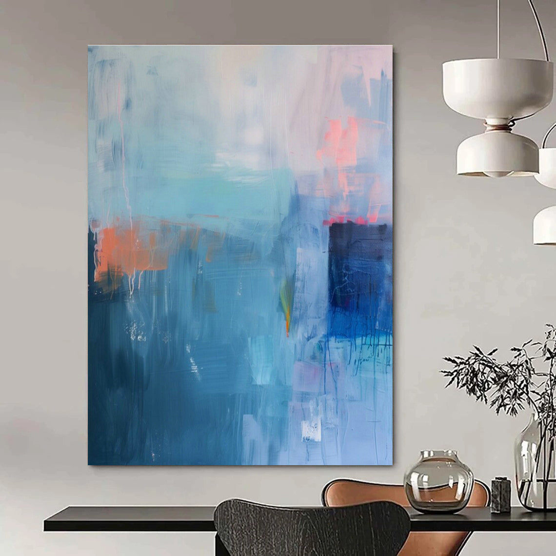 Blue - Pink Abstract Art for Coastal Home & Art - Themed Lounge DLZ2087