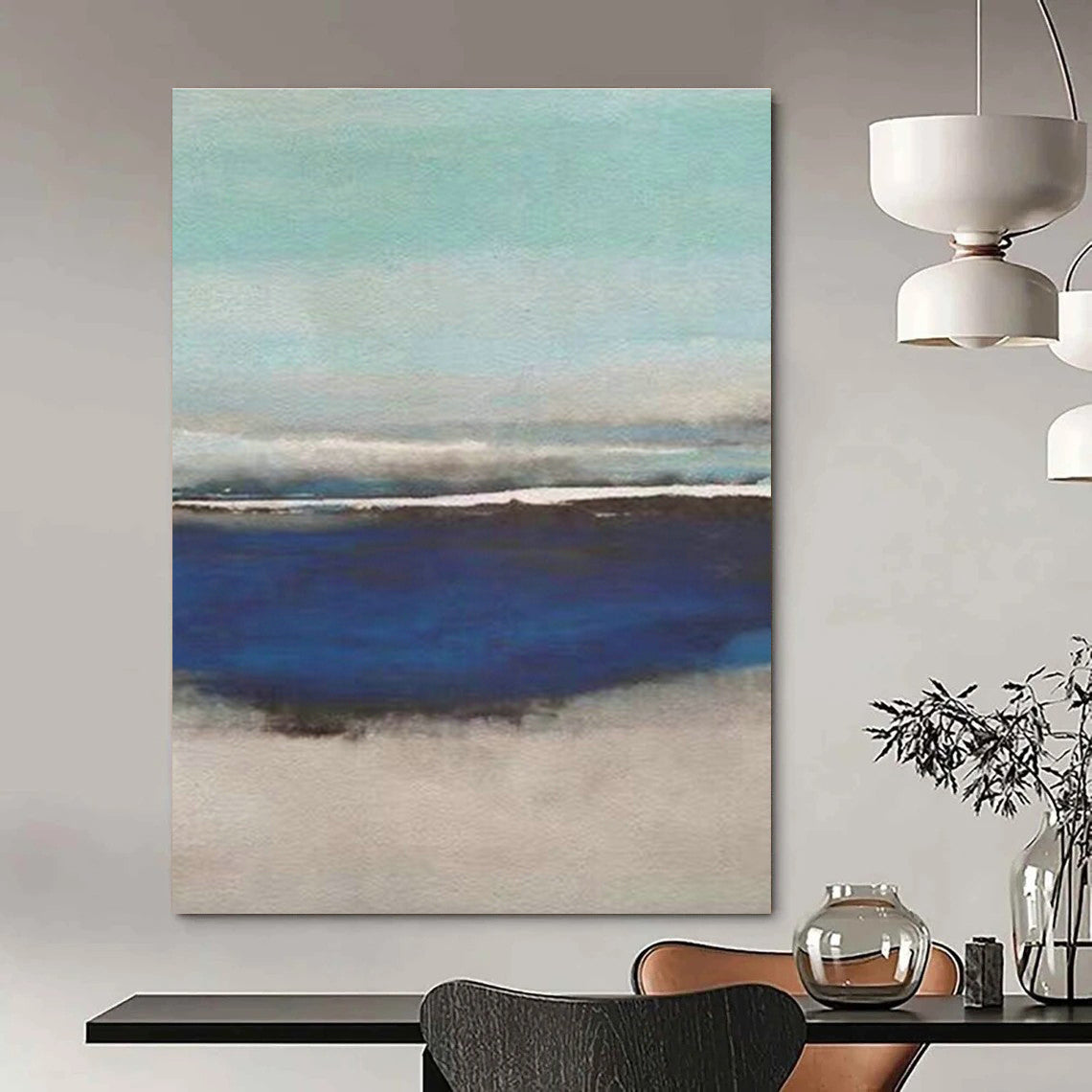 Minimalist Seaside Abstract for Japandi - Style Beach House & Zen - Inspired Yoga Studio DLZ0933