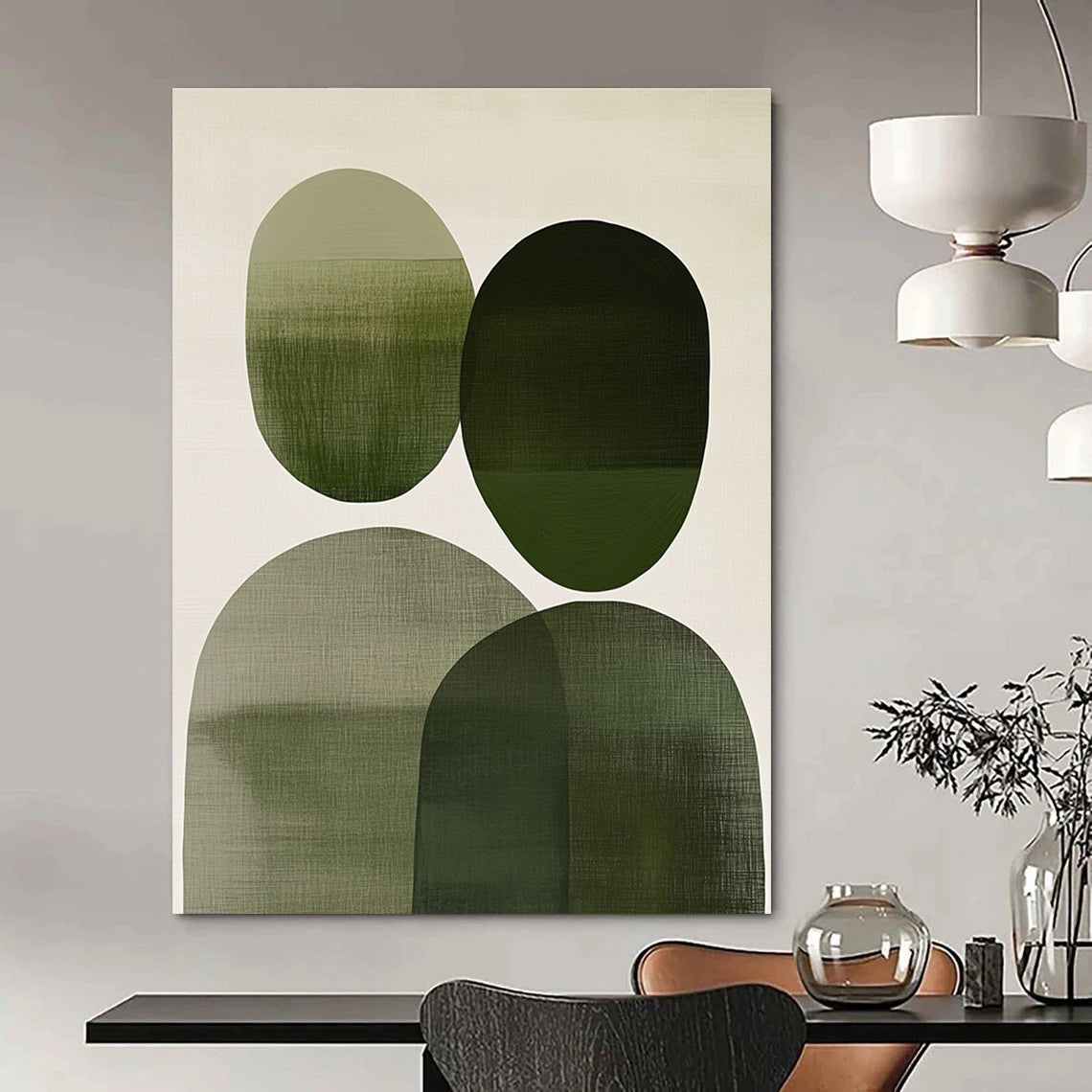 Overlapping Green Figures Art for Wellness Center & Family Home STSC1083