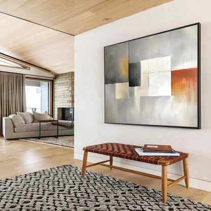 Gray Color Blocks Art for Elegant Home Library & Modern Office SC378