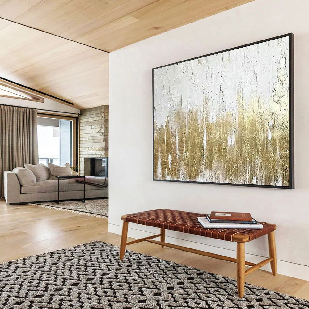 Gold - Foil Texture Abstract Art for Luxurious Entryway DLZ2811