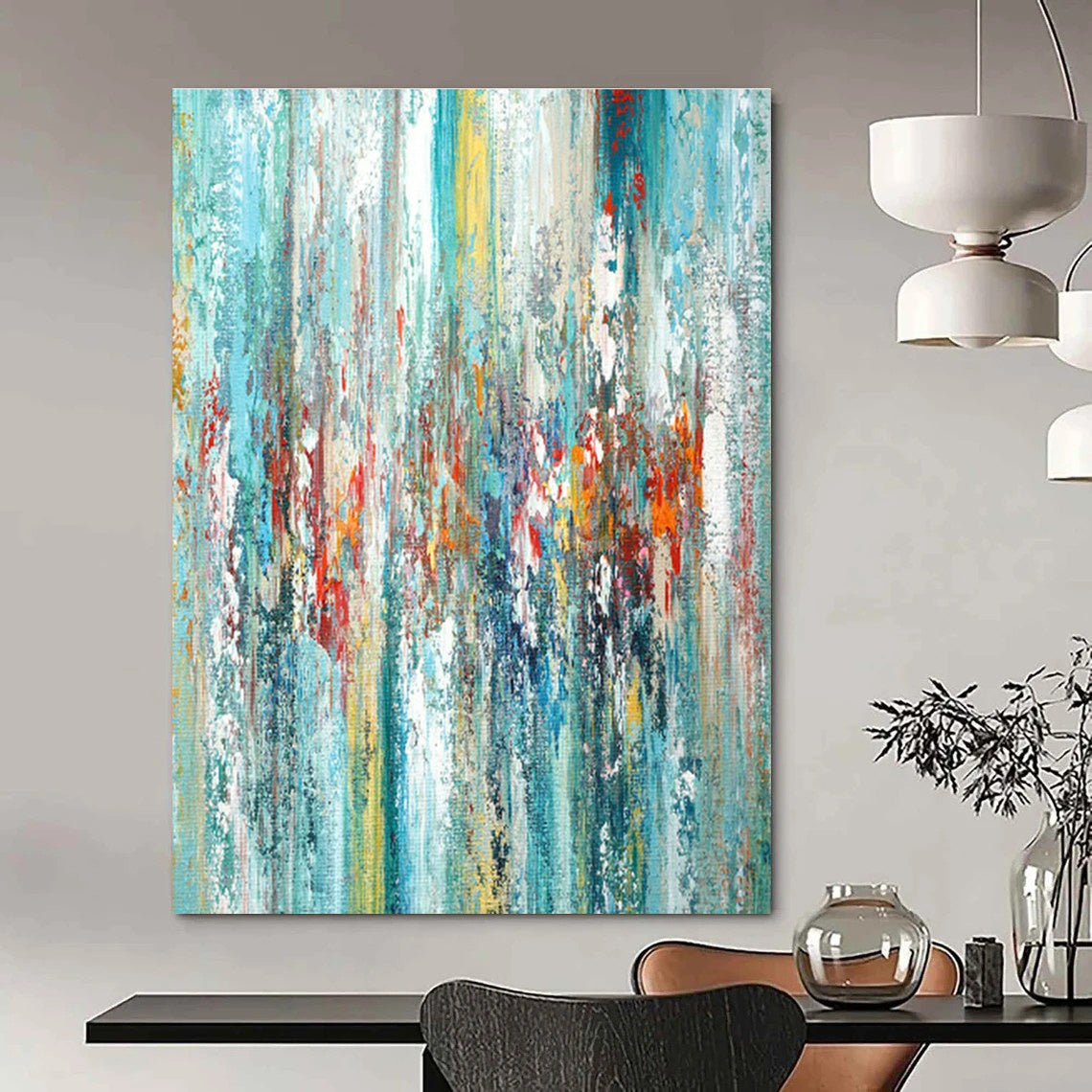 Colorful Vertical Stripes Abstract Art for Living Room & Studio DLZ0441
