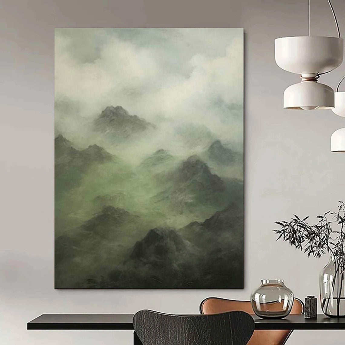 Misty Mountain Landscape Art for Nature - Themed Hotel Lobby & Serene Home Office DLZ2180