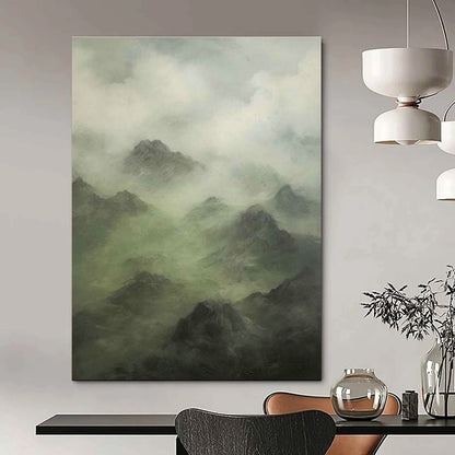 Misty Mountain Landscape Art for Nature - Themed Hotel Lobby & Serene Home Office DLZ2180
