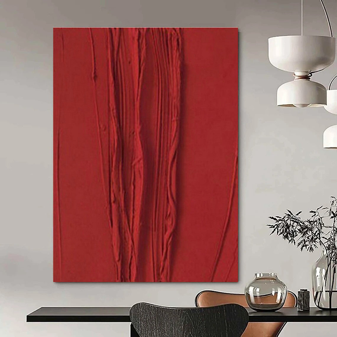 Red Textured Abstract Art for Modern Restaurant & Bold Home Office DLZ1973