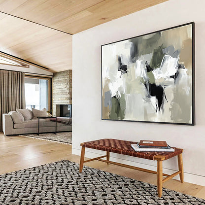 Neutral Toned Abstract Blocks Art for Minimalist Living Room & Serene Meditation Space SC245