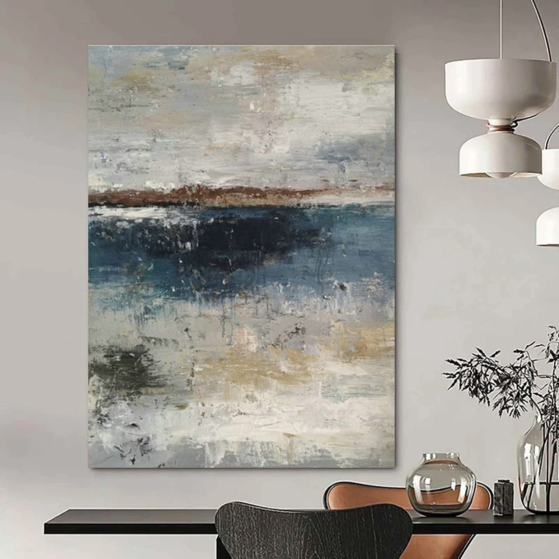 Gray - Blue Seaside Abstract Art for Nautical - Themed Home & Coastal Restaurant DLZ0768