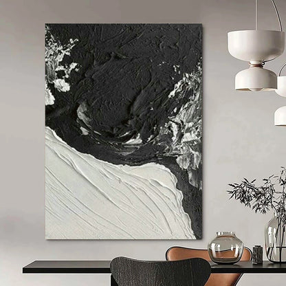 Textured Black and White Abstract Art for Industrial Loft Apartment & Modern Art Gallery DLZ1614
